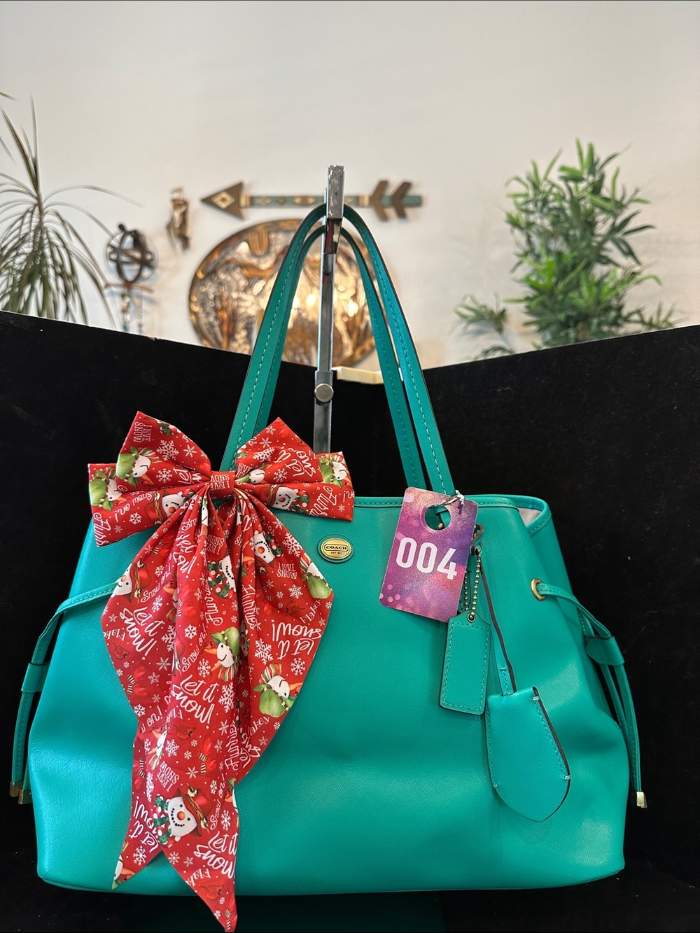 Coach #004 Peyton Saffiano Drawstring Carryall Tote Bag